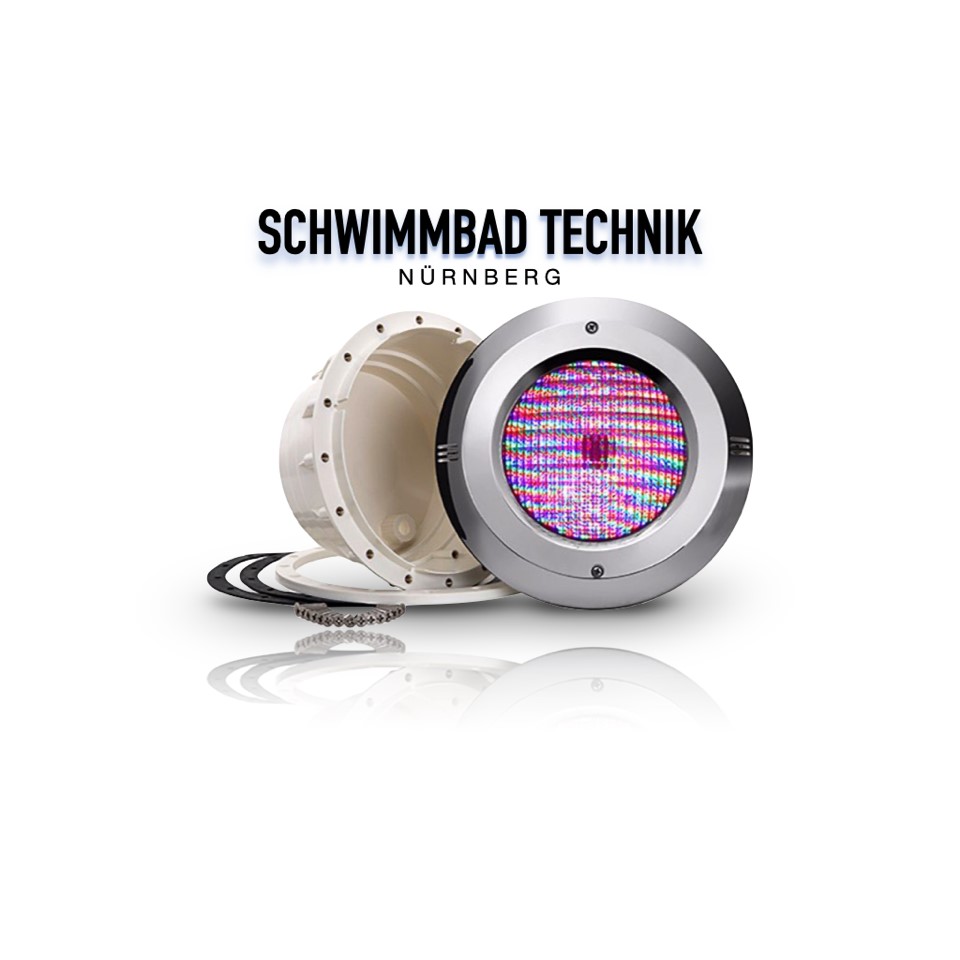 LED Unterwasserscheinwerfer RGB 1500lm Poolleuchte Edelstahl-Blende Fernbedien.