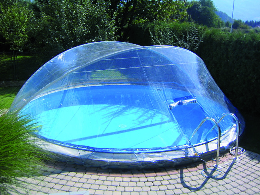 Cabrio Dom Ø 4,5/4,6m Rund Schwimmbad Pool Überdachung Solar schmaler Handlauf