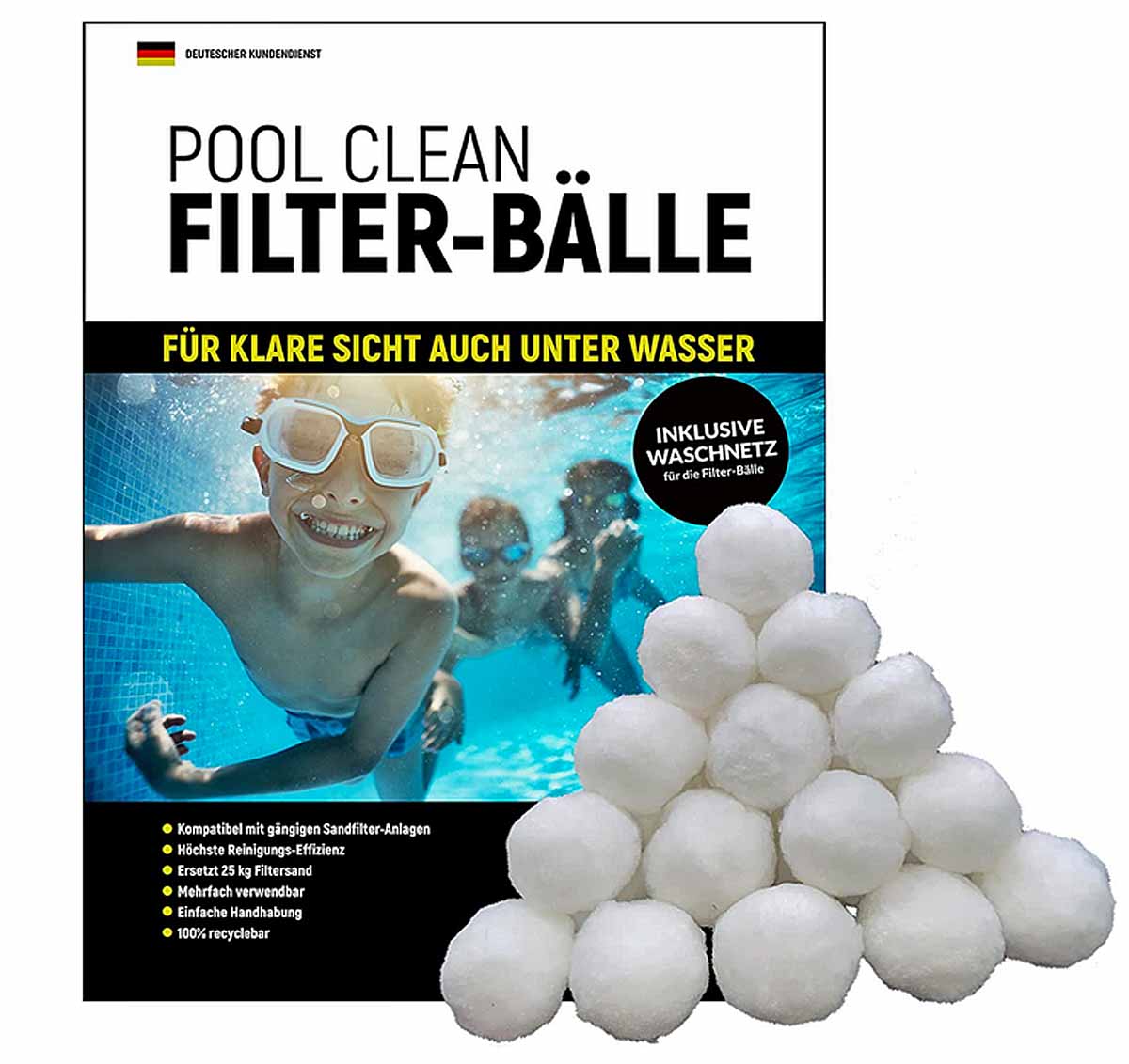 Filterballs Filterball 700g Filterbälle Filtermaterial mit Netz Filtersand Pool