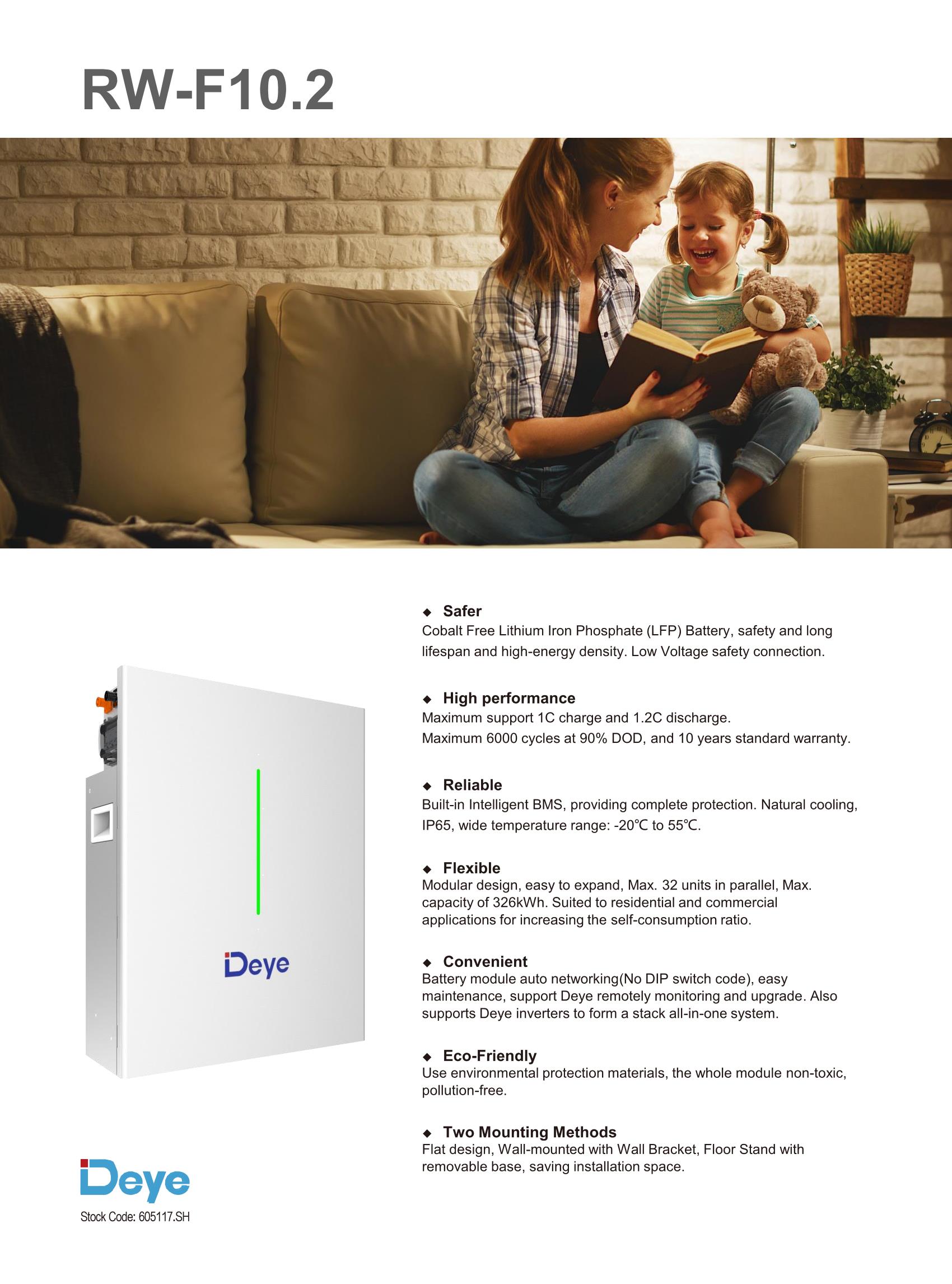 Deye RW-F10.2 Batteriespeicher Photovoltaik 10,2 kWh 51,2V LiFePO4 10200 Watt