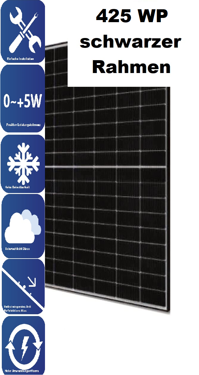 Solar Solarpanel Solarmodul 425W Mono 172 x 113 x 3,5 425W Solarkraftwerk Glas