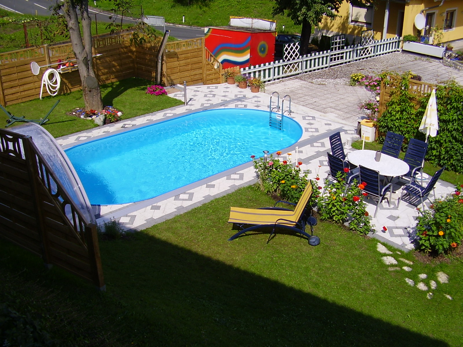 Pool  7,3 x 3,6 x 1,5m OVAL mit 0,6mm Folie Stahlwand Schwimmbecken