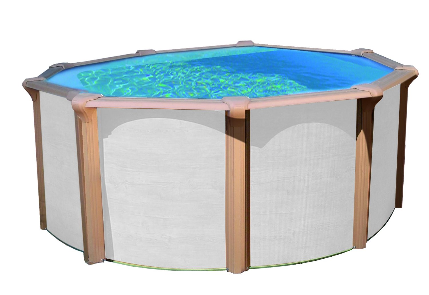Pool 4,60 x 1,35m rund white wood Stahlwand Schwimmbecken breiter Handlauf