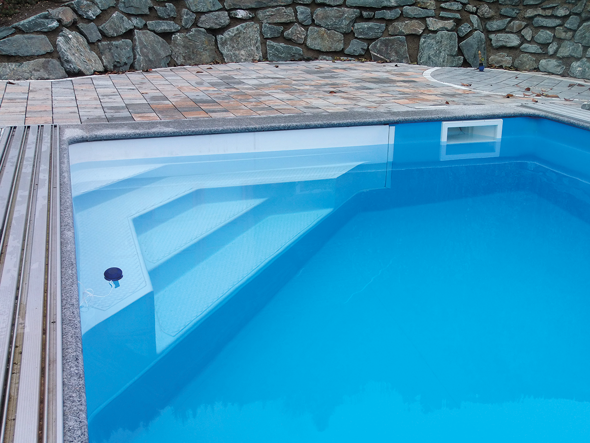 Pool 7 x 3,5 x 1,5m + Ecktreppe Styroporbecken Schwimmbecken Rechteckig